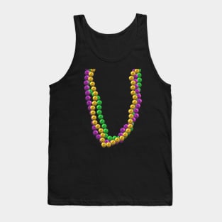 Mardi Gras Bead Necklaces in Purple, Green and Gold (Black Background) Tank Top